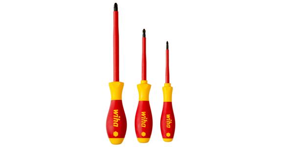 VDE-Elektriker-Kreuzschlitz-Schraubendreher-Satz SoftFinish-Griff 3teilig PZ 1-3