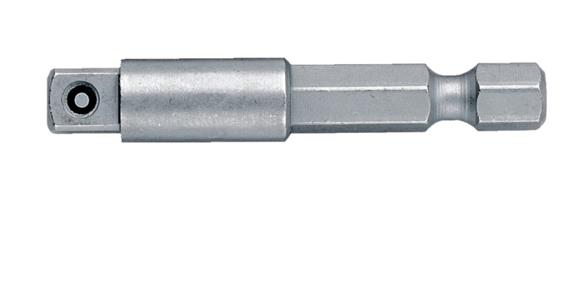 Adapter with sprung pin square drive E6.3 square 1/4 inch x 100 mm
