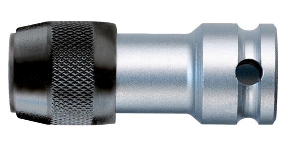 Adapter with quick-change chuck drive 1/2 inch square output 1/4 inch bit