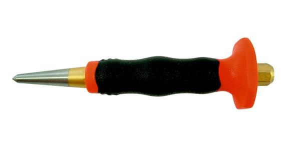 Punch with hand prot., tip dia. 5x150 mm, chromium-vanadium air-hardening steel