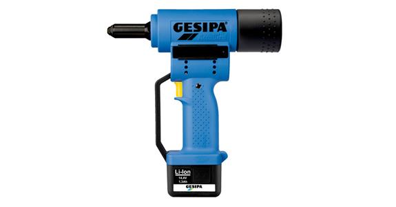 Slepá nýtovačka GESIPA AccuBird, dobíjecí aku. Li-ion 14,4 V s nabíj., v kufru