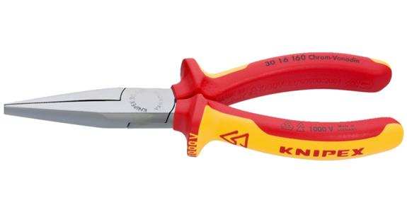Dlouhé kleště KNIPEX VDE, 160 mm, dlouhé ploché čelisti, chromovaná hlava