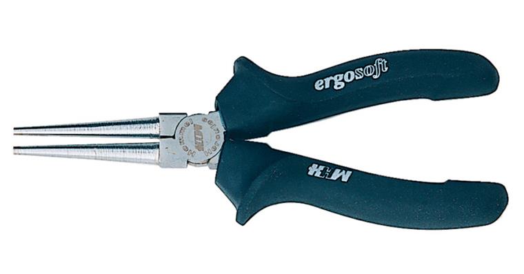 1056404102 Kulaté kleště s dlouhými čelistmi 160 mm ocel C45, ergosoft rukojeti