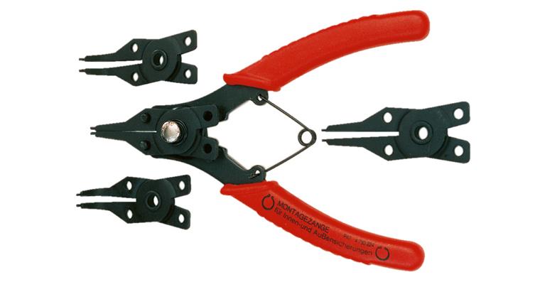 1056710101 Sicherungsringzange mit 4 auswechselbaren Köpfe Innen und Außen