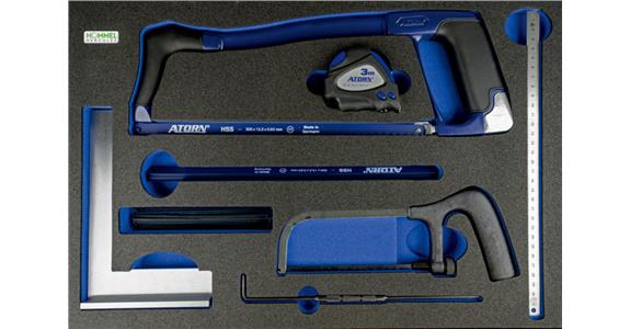 Saw and marking set 8 pieces in OPT-I-STORE insert 520x345x30mm