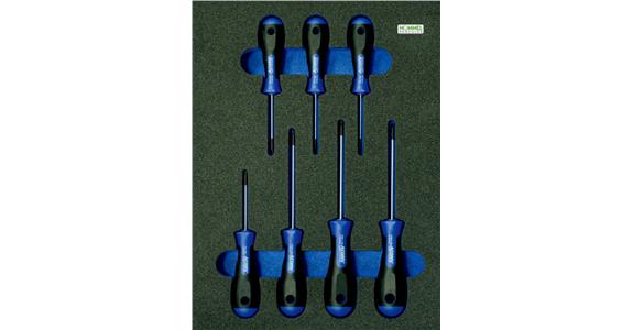 TX® screwdriver set with drill hole 7 pcs in OPT-I-STORE insert 260x345x30mm