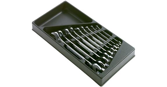 Double open-end wrench set DIN 3110/ISO 10102 in drawer box module 9 pcs AF 6-24