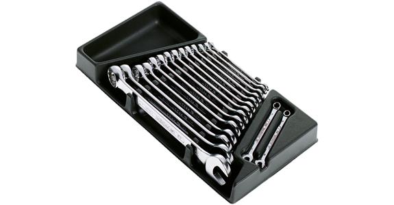 Combination wrench set DIN 3113A ISO 7738A in drawer module 16 pcs 6-24 mm