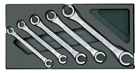 Double-end flare-nut wrench set 15° 5 pieces AF 8 x 10-17 x 19 mm