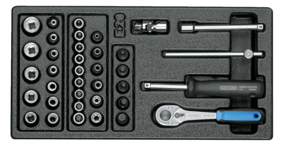 1/4 inch hexagon socket set, 37 pieces, in 1/3 tool module, chrome-plated