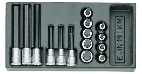1/2 inch hexagon screwdriver set, 15 pieces, in 1/3 tool module, chrome-plated