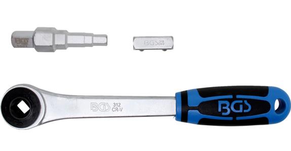 Pass-through ratchet with step wrench in 3/8, 7/16, 1/2, 5/8, 13/16 inch
