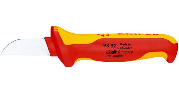 Nůž na kabely VDE KNIPEX, 185 mm, rovný, dvoudílná rukojeť