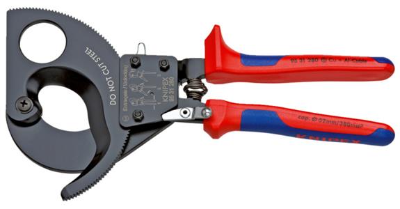 Štípací kleště na kabely KNIPEX, 280 mm, ráčnové, s dvoudílnou rukojetí