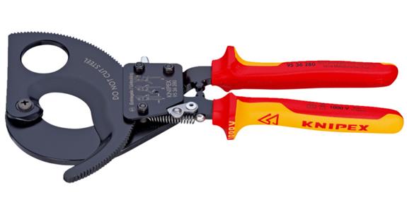 Štípací kleště na kabely VDE KNIPEX, 280 mm, ráčnové, s dvoudílnou rukojetí
