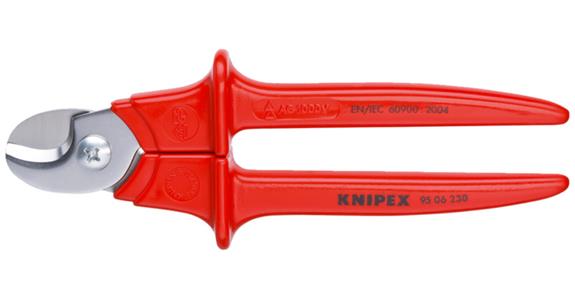 Štípací kleště na kabely VDE KNIPEX, 230 mm, leštěná hlava, s plastovou rukojetí