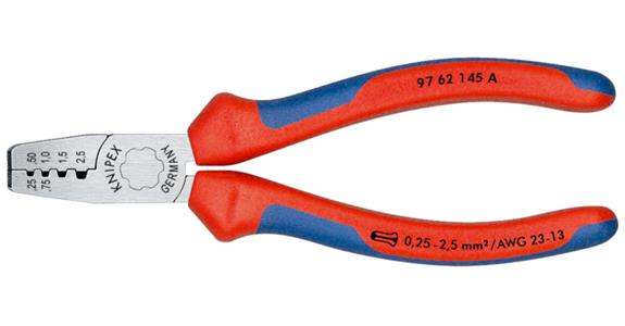 KNIPEX Crimpzange 195 mm unisolierte offene Steckverbinder Zweikomponentengriff