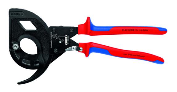 Štípací kleště na kabely KNIPEX, 320 mm, ráčnové, 3rychlostní, s 2d. rukojetí