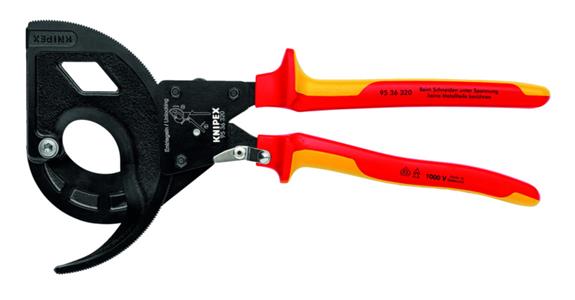 Štípací kleště na kabely VDE KNIPEX, 320 mm, ráčnové, 3rychlostní, 2d. rukojeť