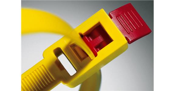 Reopenable universal ties, 12 mm wide 750 mm long colour yellow up to 888 N