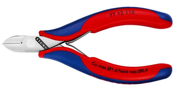 Boční štípací kleště na elektroniku KNIPEX, 115 mm, kul. hl., faz./svěr. na drát
