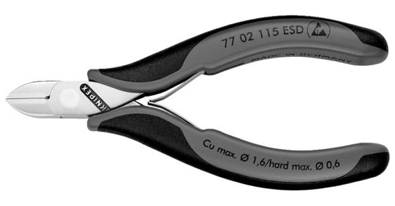 Boční štípací kleště na elektroniku ESD KNIPEX, 115 mm, špičatá hlava