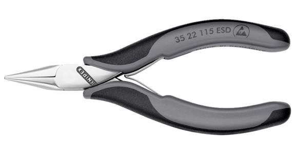 Uchopovací kleště na elektroniku ESD KNIPEX, 115 mm, ploché kulaté čelisti