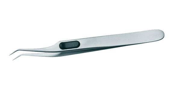 Electronics tweezers curved, fine long tip and roll-bending length 130 mm