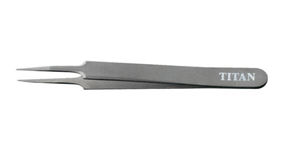 Titanium watchmaker tweezers straight, fine tips length 108 mm