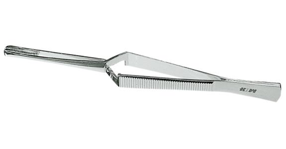 Soldering cross tweezers, straight, wide tip with copper jaws, length 160 mm