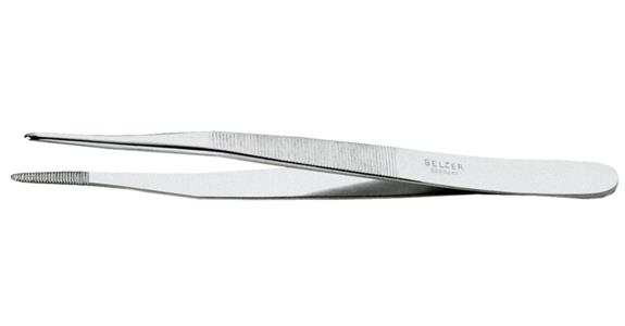 Jewellers' tweezers, jaws pointed notched nickel-plated, length 140 mm
