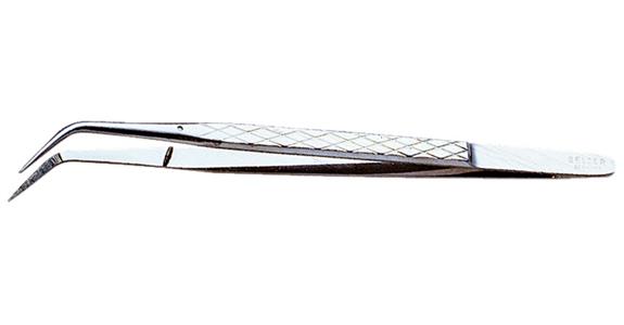 Precision tweezers, College model, bent, rustproof anti-magnetic, length 150 mm