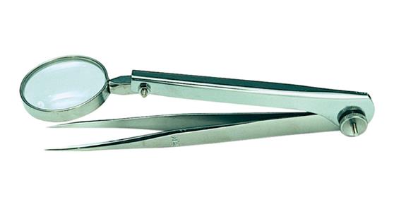 Magnifying tweezers, magnification 4x, diameter 30 mm, length 120 mm