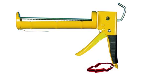 Hand-held application gun robust with rack for 310 ml cartridge