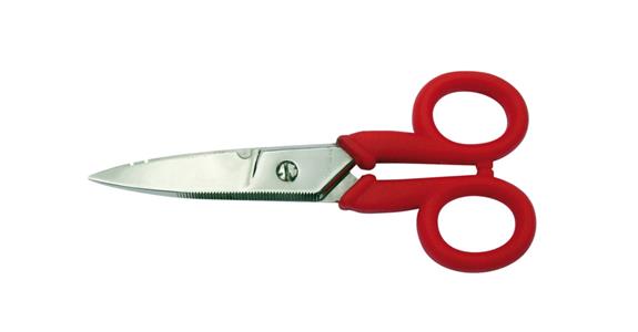 Electrician's shears, straight cutting edge, PVC handles, 140 mm