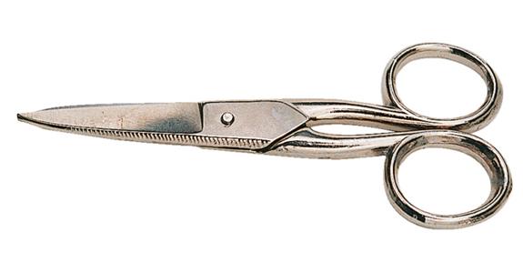 Telephone shears serrated cutt. edges, nickel-plat. w. wire cutter, length 125mm