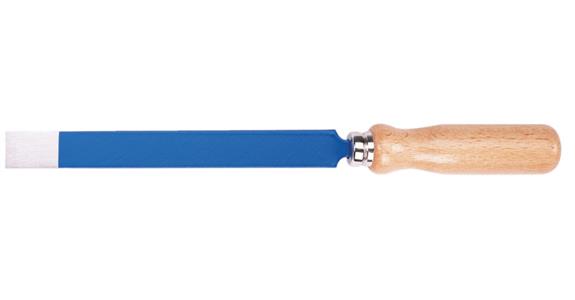 Flat scraper DIN 8350 A with wooden handle tool steel 100x20 mm