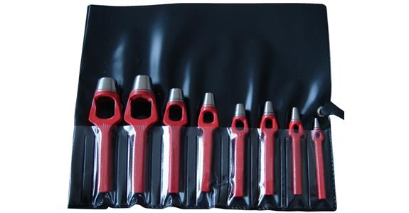 Leather wad punch set, 8 pieces, 3-25 mm in case