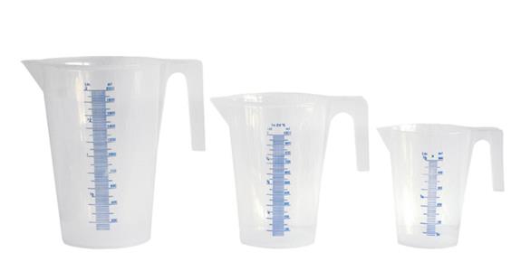 Measuring cup set 3 pcs 0.5 l, 1.0 l, 2.0 l, transparent, coloured/raised scale