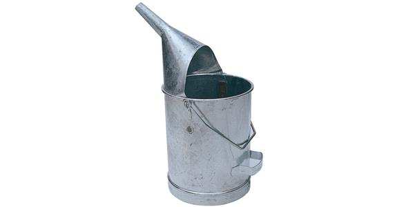 Measuring beaker 10 l, funnel-shaped spout, zp. sheet steel, swiv. carry hdl