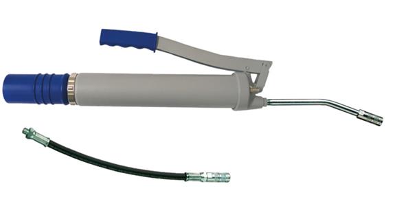 Hand lever grease gun die-cast zinc head max. 400 bar, nozzle pipe bent