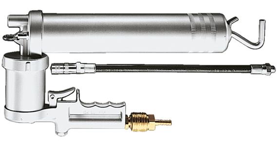 Pneumatic DL Plus grease gun 4-jaw nozzle hose and filling nipple 500 ml