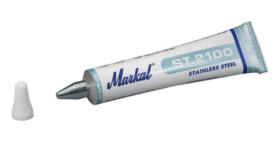 Stainless steel tube marker pen, white, line thickness 3 mm, contents 60 ml