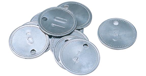 Tool tag set aluminium dia. 27 mm pack=10 pieces numbered from 1-10