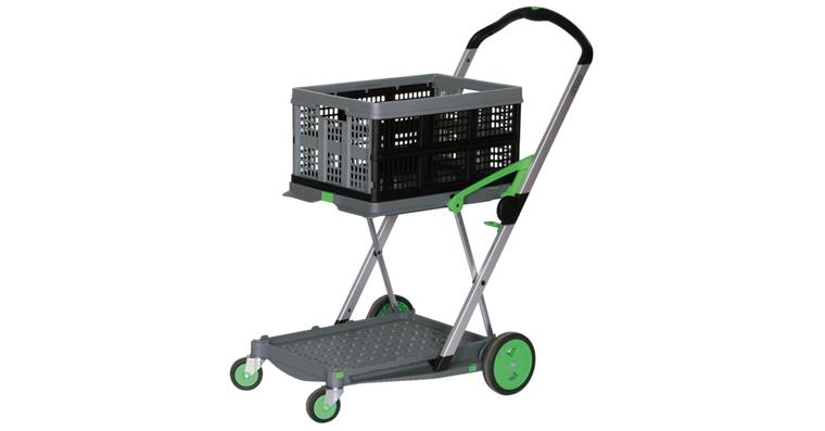 1081304101 Skládací vozík Clax 550×890×1025 mm vč. skládací krabice 46 l šedá/zelená