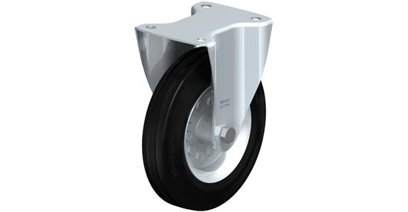 Sheet steel fixed castor with screw-on plate solid rubber diameter 160 mm