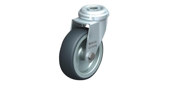 Swivel machinery castor with back hole rubber (TPE) dia. 75 mm
