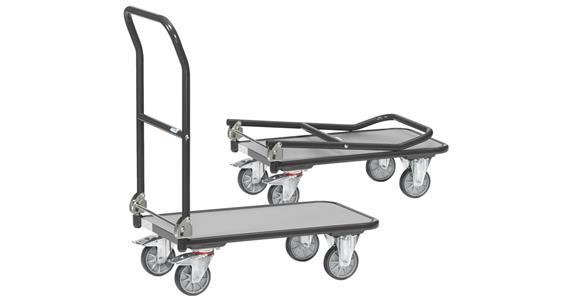 Folding trolley steel tube loading surface 720x450 mm load cap. 250 kg RAL 7016