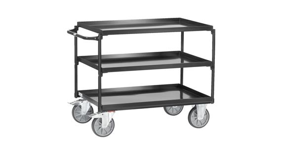 Table trolley w/ tub 3 shelves load 400 kg loading surface 850x500 mm RAL 7016