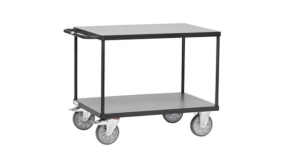 Heavy table trolley 2 shelves load. surf. 1200x800 mm load 600 kg RAL 7016